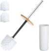 KEESIN Set scopino per WC in plastica di bambù con secchio